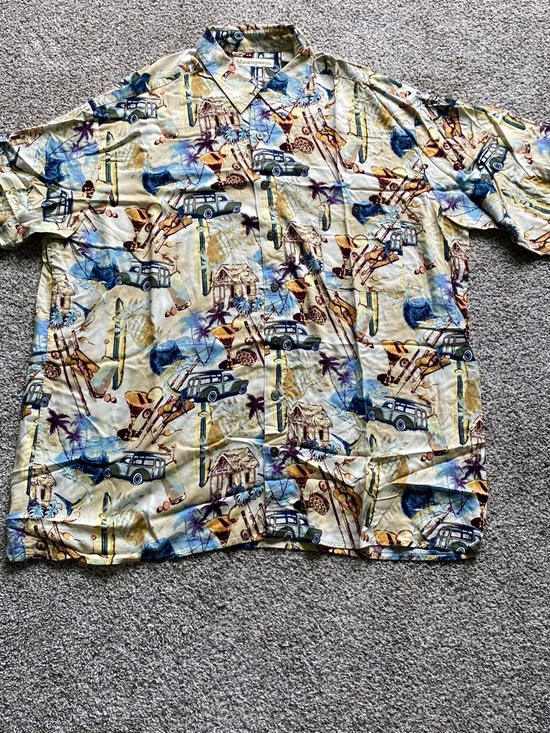 Munsingwear Other - Munsingwear Mens Casual Cream Yellow Tropical Print Button-Down Shirt Size 2XLT